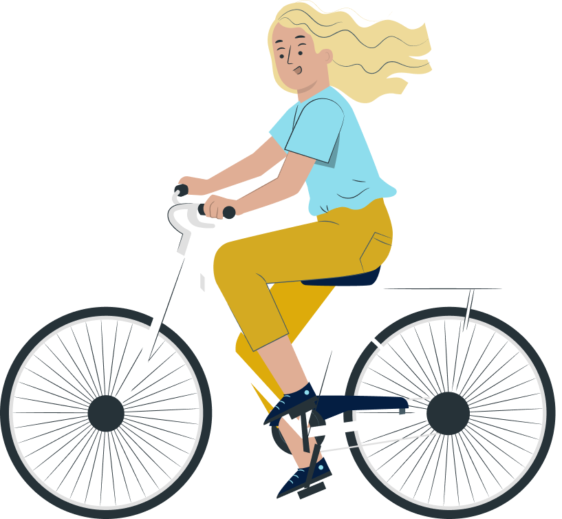 animación chica en bicicleta